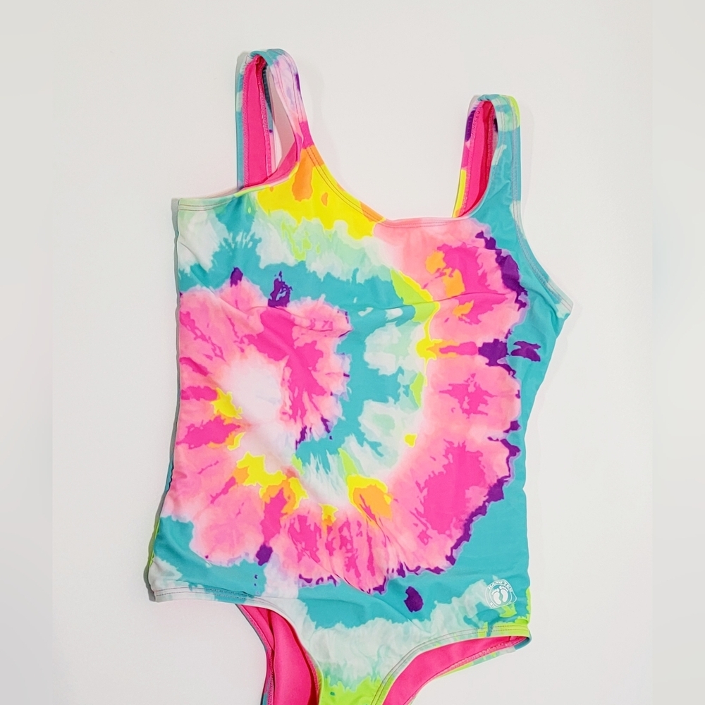 Girls Swimsuit size 14 (L) tiedye bright colors for swimming like new